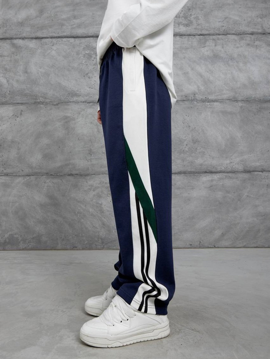 Navy Contrast Color Block Trackpants