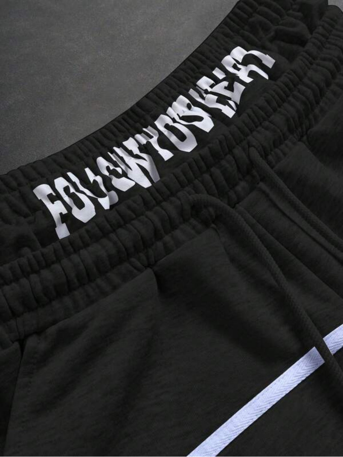 Spliced Double Elastic Black Shorts