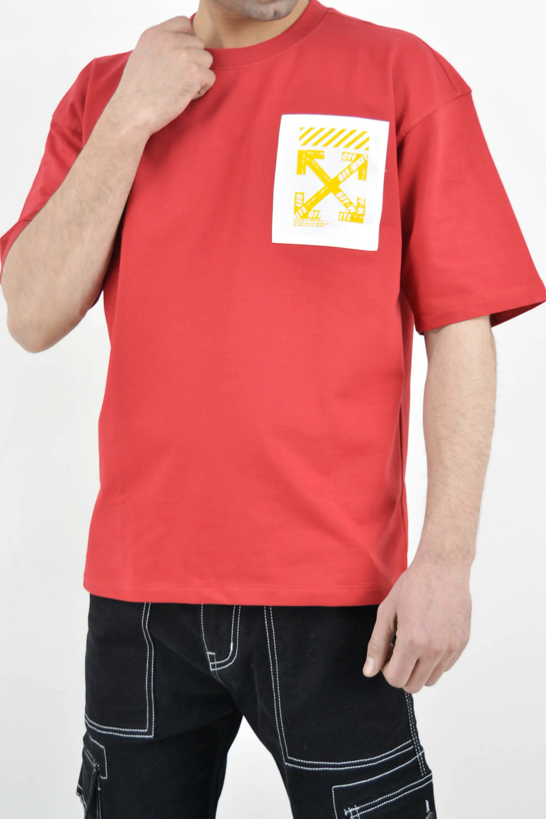 Do Not Cross Red Premium Oversized 220GSM Unisex Tshirt