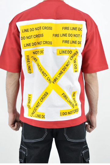 Do Not Cross Red Premium Oversized 220GSM Unisex Tshirt