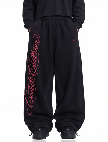 SCRIPT BLACK COTTON SWEATS